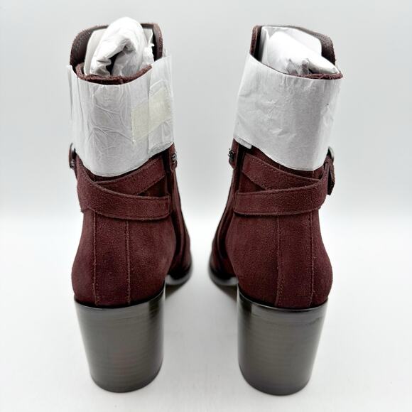 Sam Edelman Womens Simona Heeled Ankle Bootie US 8.5 M EU 39 Burgundy Suede NWOB - Picture 10 of 13
